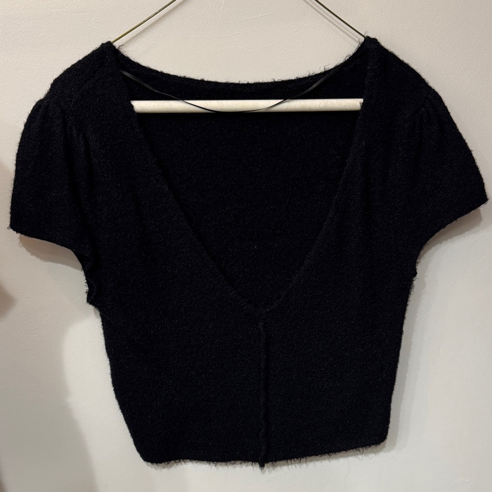 Free People Midnight Black V-Neck Crop Top